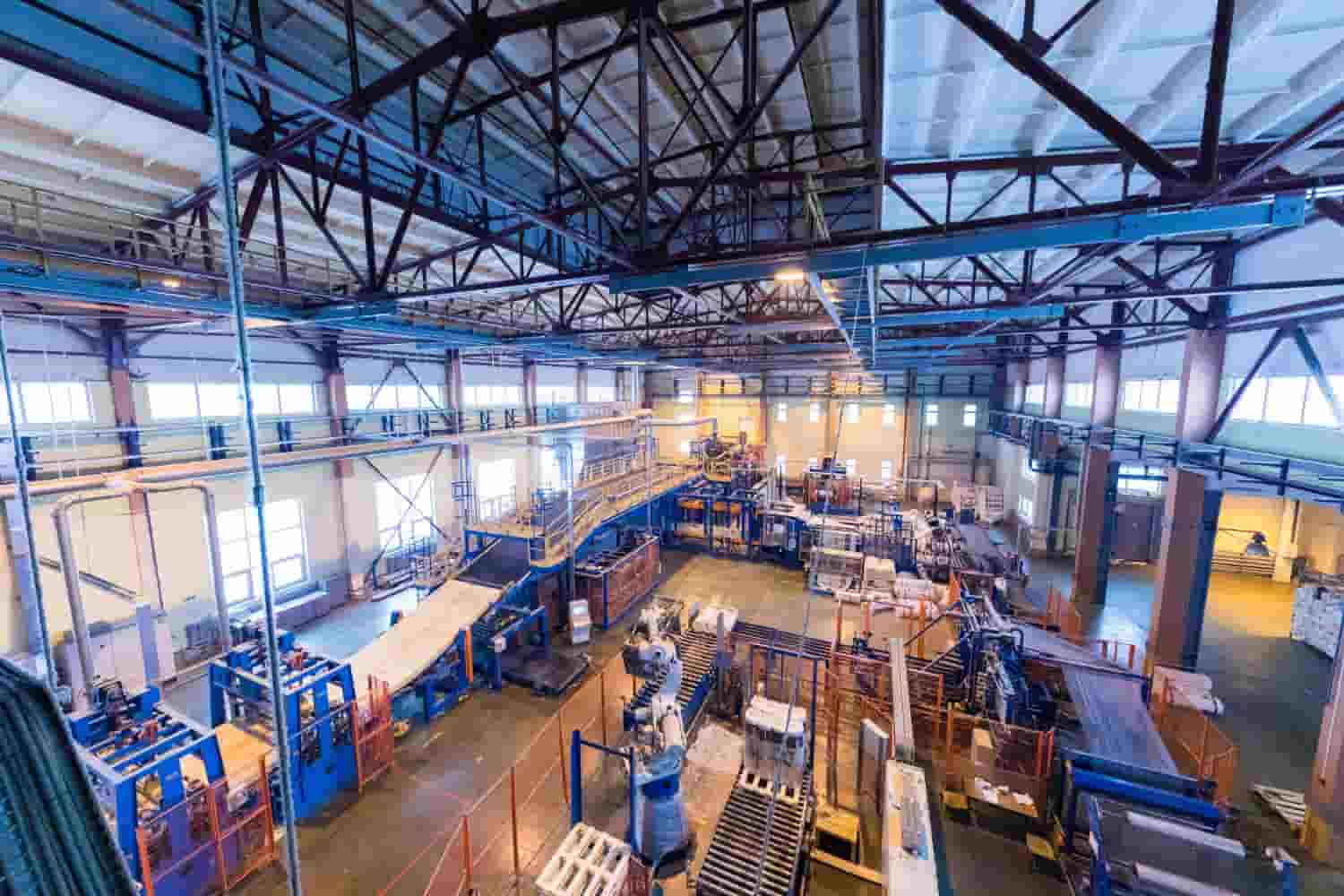 warehouse with lots of machinery
