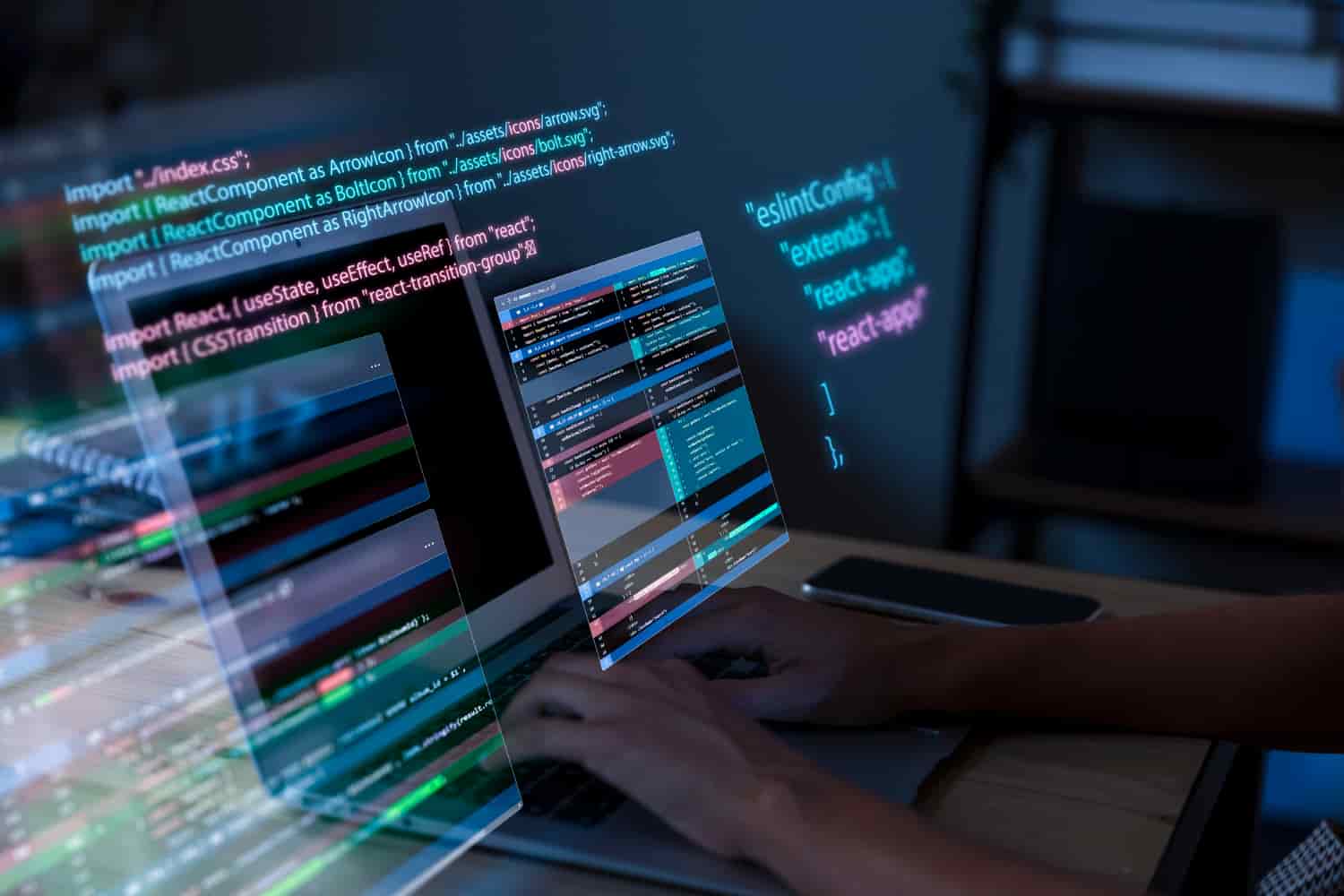 a person typing on a laptop